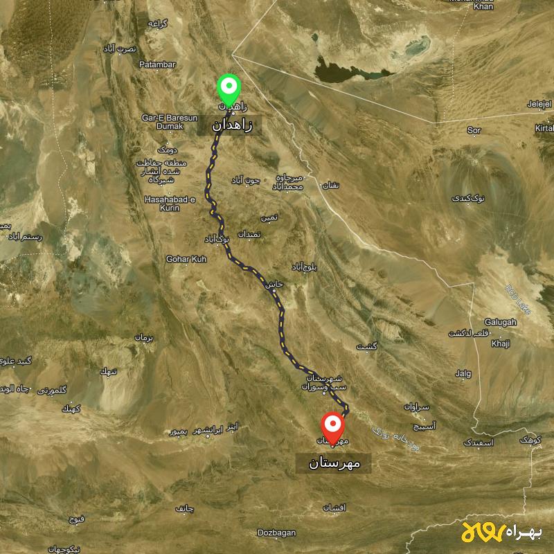 مسافت و فاصله مهرستان - سیستان و بلوچستان تا زاهدان - اردیبهشت ۱۴۰۳