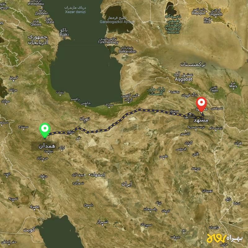 مسافت و فاصله مشهد تا همدان - اردیبهشت ۱۴۰۳