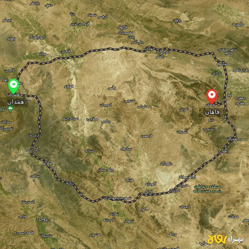 مسافت و فاصله قاهان - قم تا همدان از ۲ مسیر - شهریور ۱۴۰۳