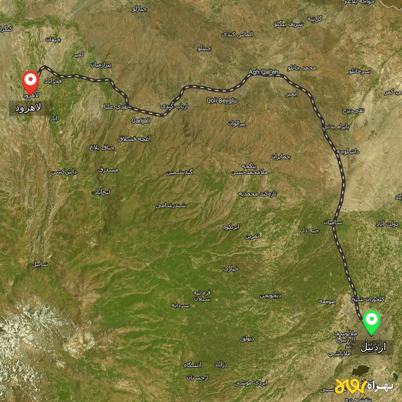 مسافت و فاصله لاهرود - اردبیل تا اردبیل - مرداد ۱۴۰۳