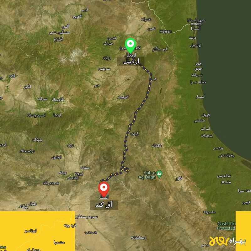 مسافت و فاصله آق کند - آذربایجان شرقی تا اردبیل - مرداد ۱۴۰۳