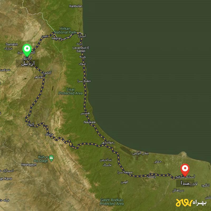 مسافت و فاصله شهر آستانه اشرفیه - گیلان تا اردبیل از ۲ مسیر - اردیبهشت ۱۴۰۳