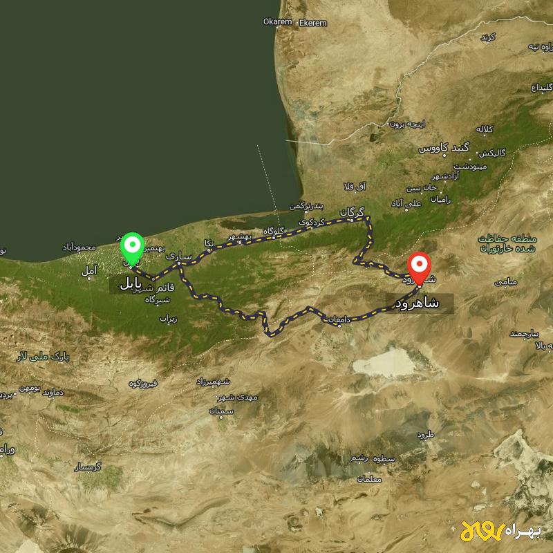 مسافت و فاصله شاهرود تا بابل از ۲ مسیر - آذر ۱۴۰۳