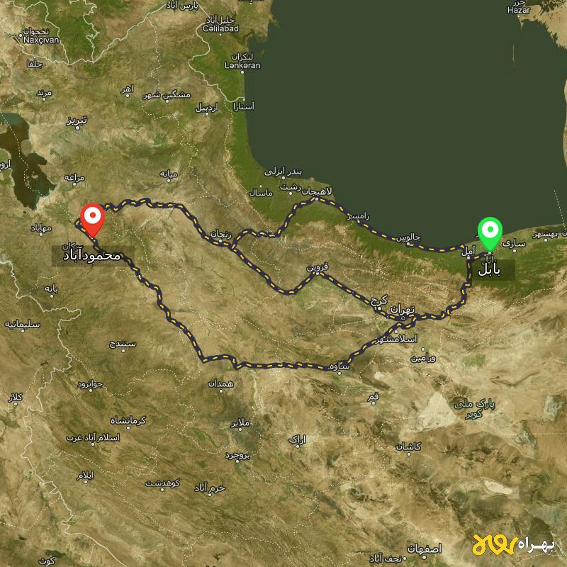 مسافت و فاصله محمودآباد - آذربایجان غربی تا بابل از ۳ مسیر - مرداد ۱۴۰۳