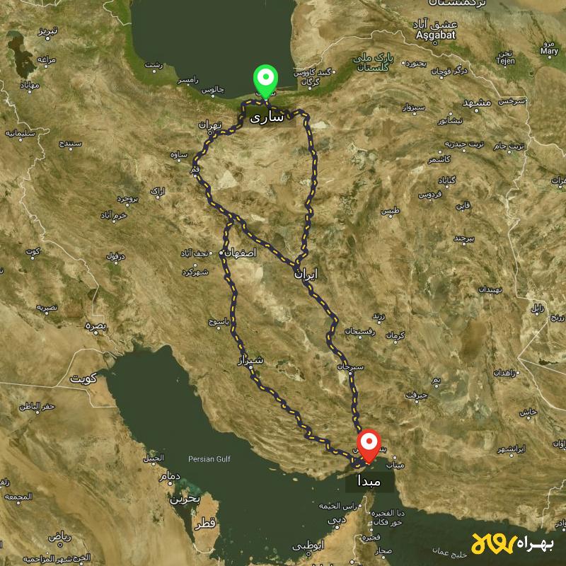 مسافت و فاصله شهر قشم - هرمزگان تا ساری از ۳ مسیر - اردیبهشت ۱۴۰۳