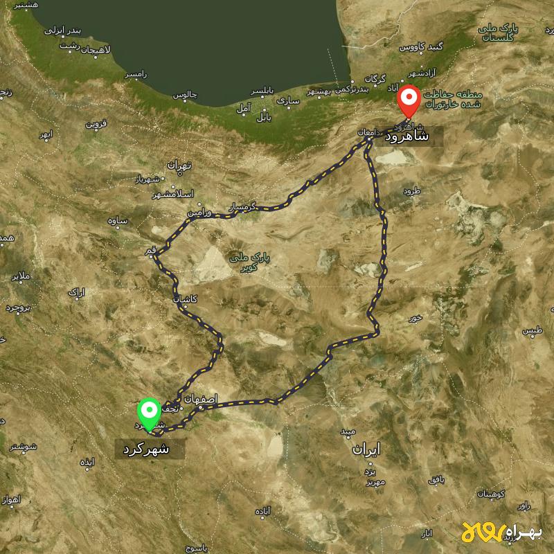 مسافت و فاصله شاهرود تا شهرکرد از ۲ مسیر - اردیبهشت ۱۴۰۳