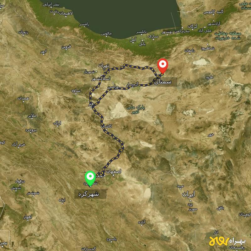 مسافت و فاصله سمنان تا شهرکرد از ۲ مسیر - اردیبهشت ۱۴۰۳