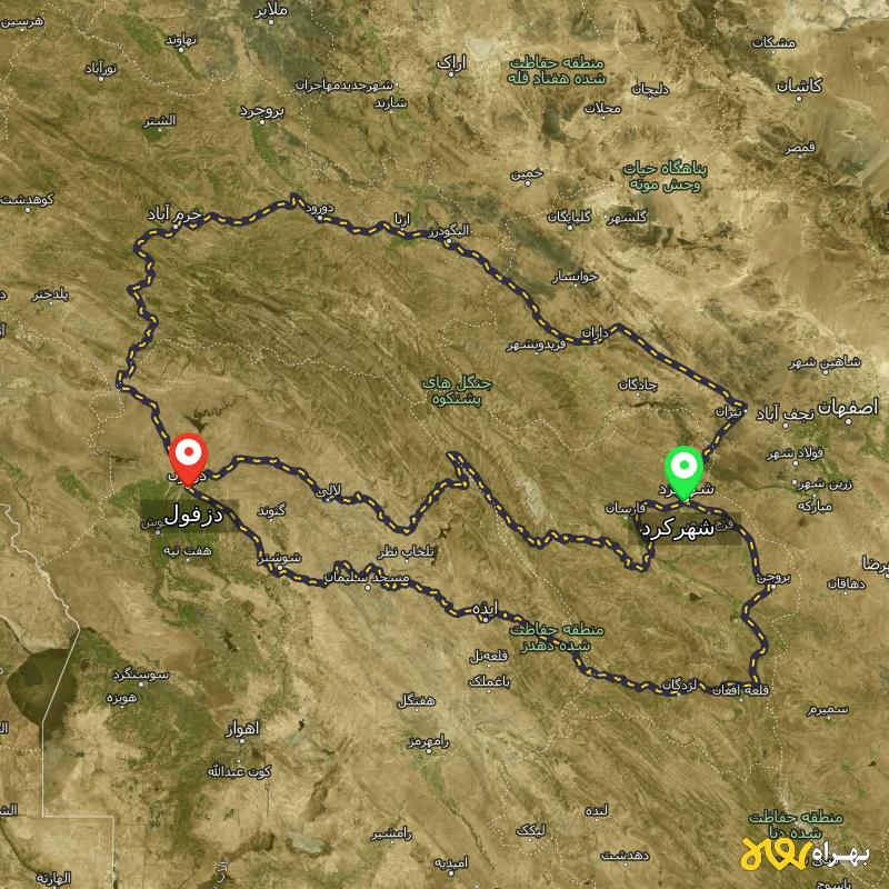 مسافت و فاصله دزفول تا شهرکرد از ۳ مسیر - اردیبهشت ۱۴۰۳