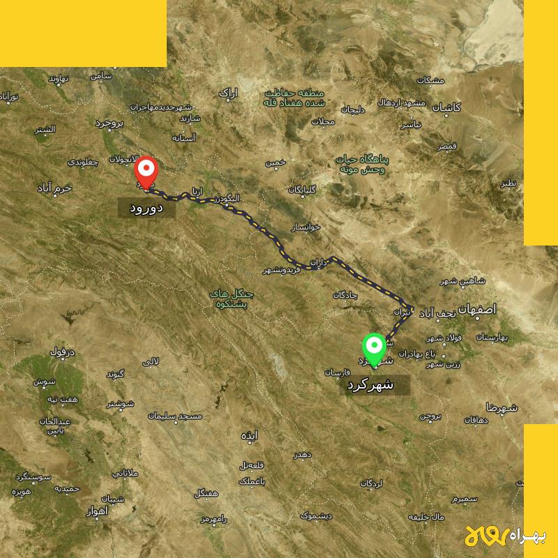 مسافت و فاصله دورود - لرستان تا شهرکرد - مرداد ۱۴۰۳
