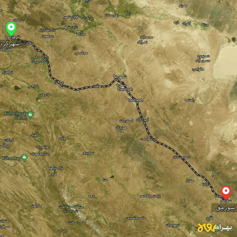 مسافت و فاصله سورمق - فارس تا شهرکرد - مرداد ۱۴۰۳