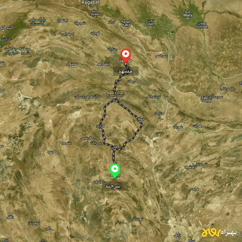 مسافت و فاصله مشهد تا بیرجند از ۲ مسیر - مرداد ۱۴۰۳