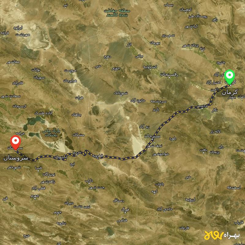 مسافت و فاصله سروستان - فارس تا کرمان - آبان ۱۴۰۳
