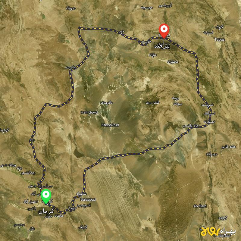 مسافت و فاصله بیرجند تا کرمان از ۲ مسیر - مرداد ۱۴۰۳