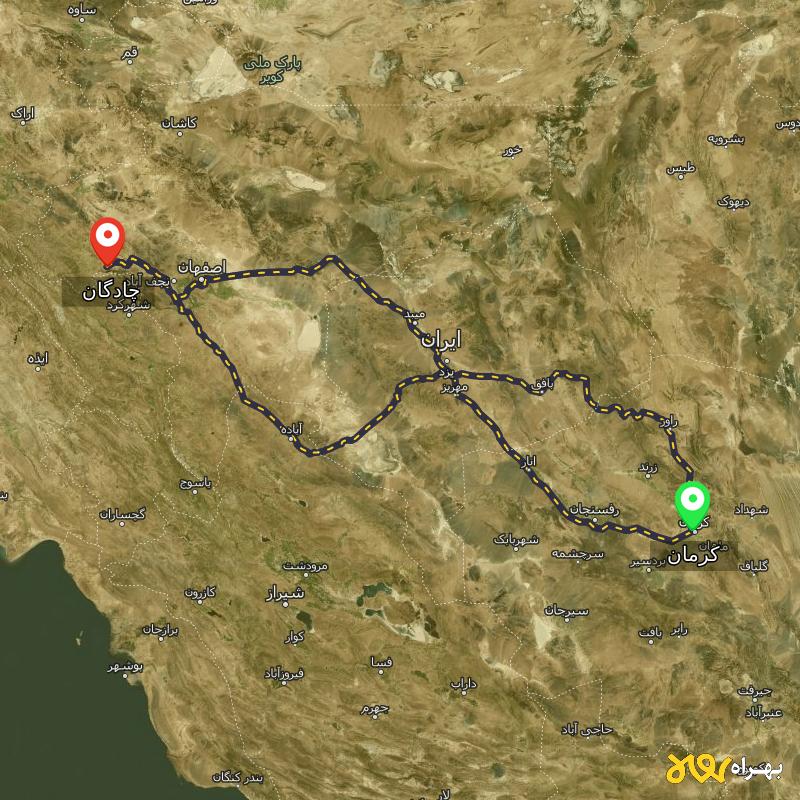 مسافت و فاصله چادگان - اصفهان تا کرمان از ۳ مسیر - دی ۱۴۰۳