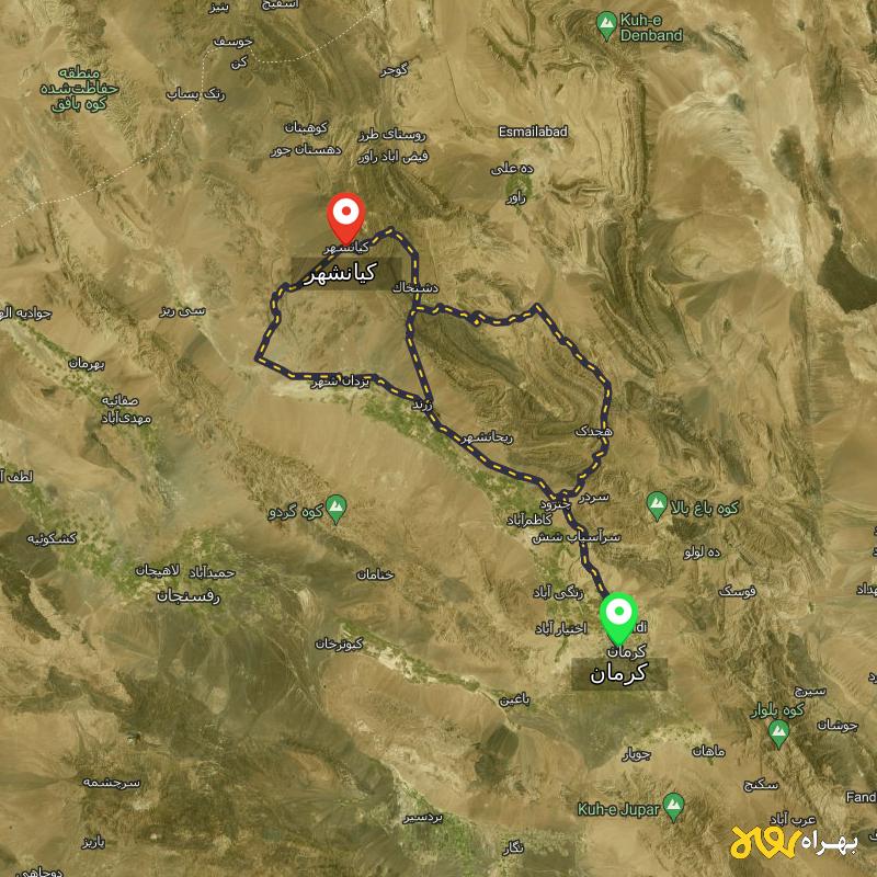 مسافت و فاصله کیانشهر - کرمان تا کرمان از ۳ مسیر - اردیبهشت ۱۴۰۳