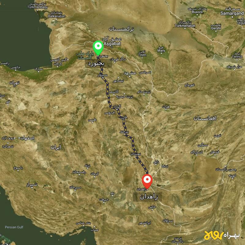 مسافت و فاصله زاهدان تا بجنورد - مرداد ۱۴۰۳