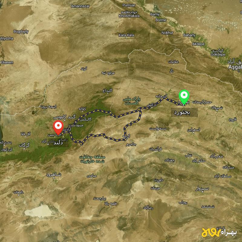 مسافت و فاصله دلند - گلستان تا بجنورد از ۲ مسیر - دی ۱۴۰۳