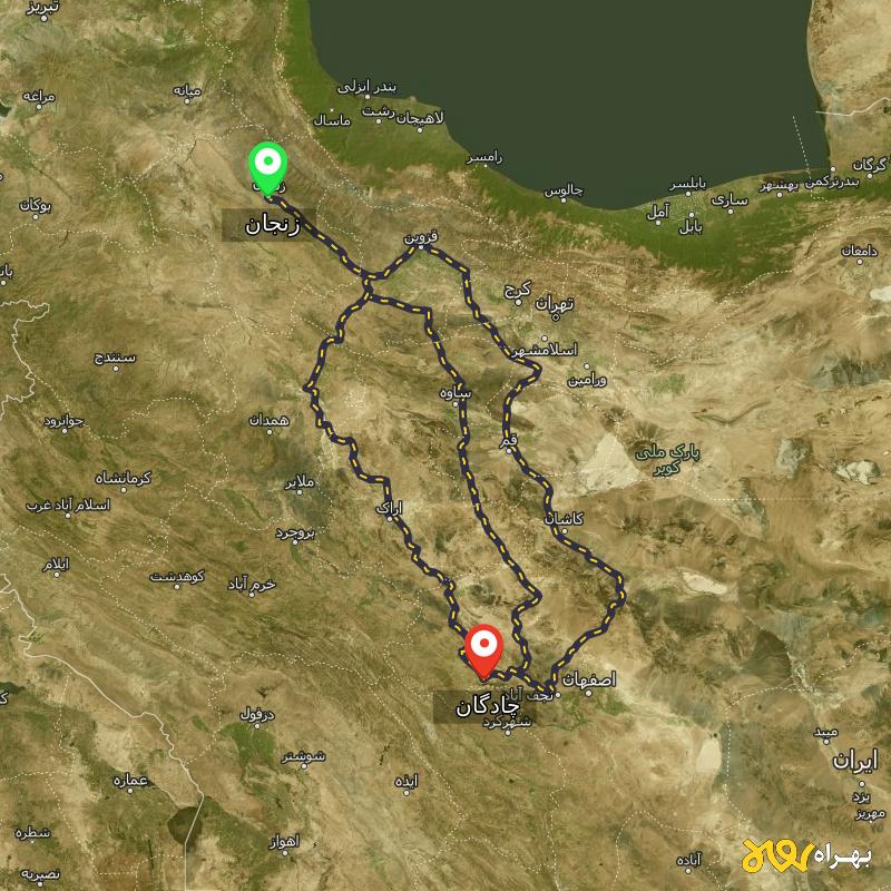 مسافت و فاصله چادگان - اصفهان تا زنجان از ۳ مسیر - دی ۱۴۰۳
