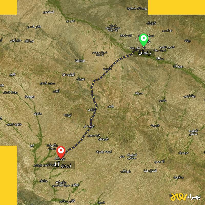 مسافت و فاصله زرین آباد - زنجان تا زنجان - آذر ۱۴۰۳