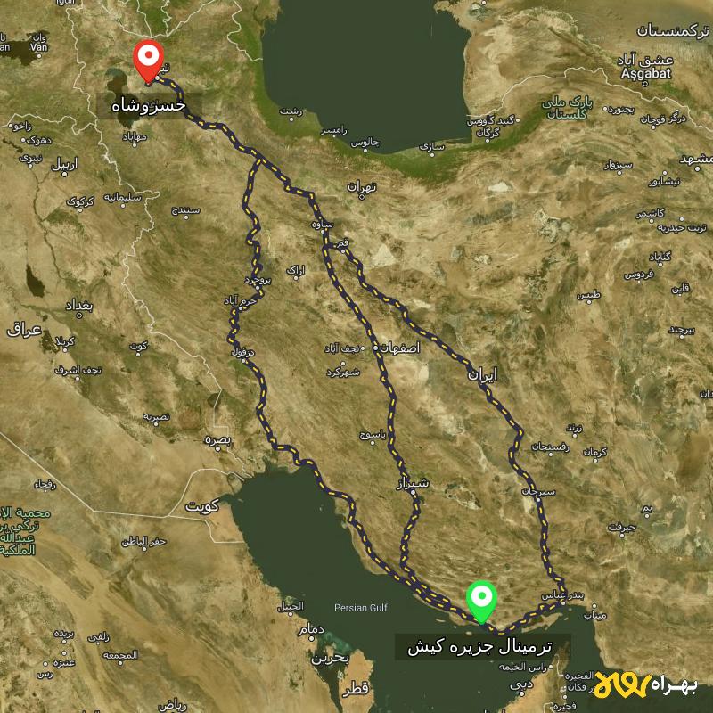 مسافت و فاصله خسروشاه - آذربایجان شرقی تا ترمینال جزیره کیش - هرمزگان از ۳ مسیر - دی ۱۴۰۳