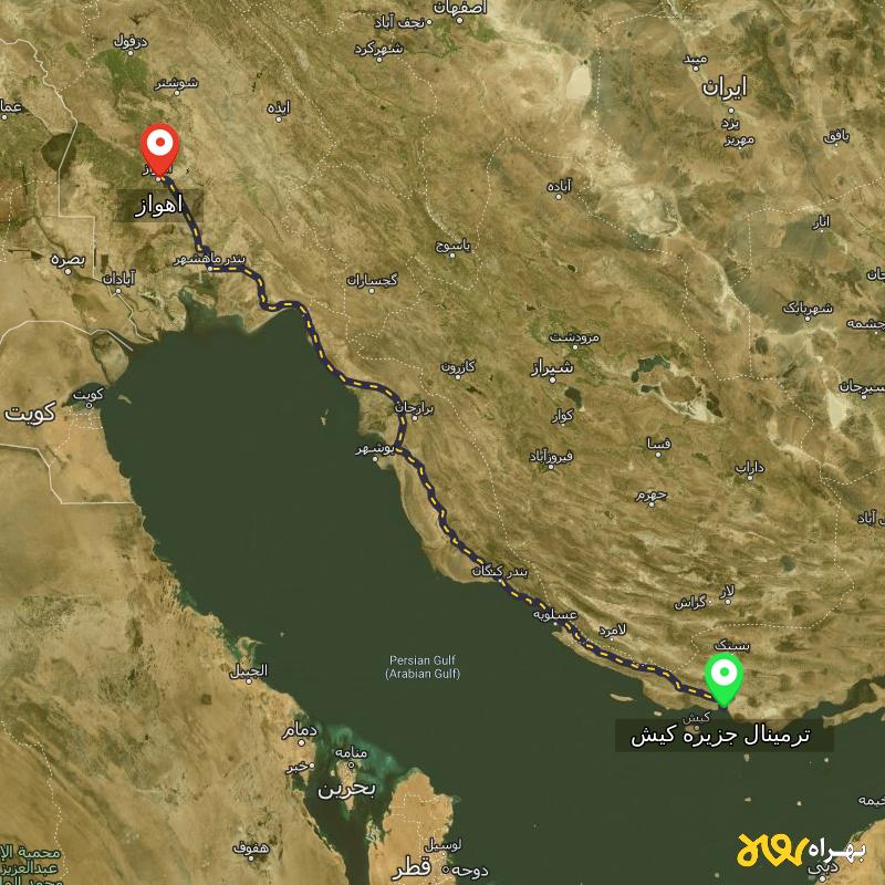 مسافت و فاصله اهواز تا ترمینال جزیره کیش - هرمزگان - مهر ۱۴۰۳