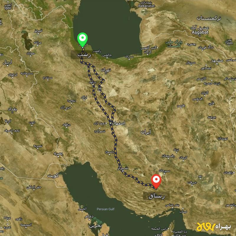 مسافت و فاصله رستاق - فارس تا رشت از ۲ مسیر - مرداد ۱۴۰۳