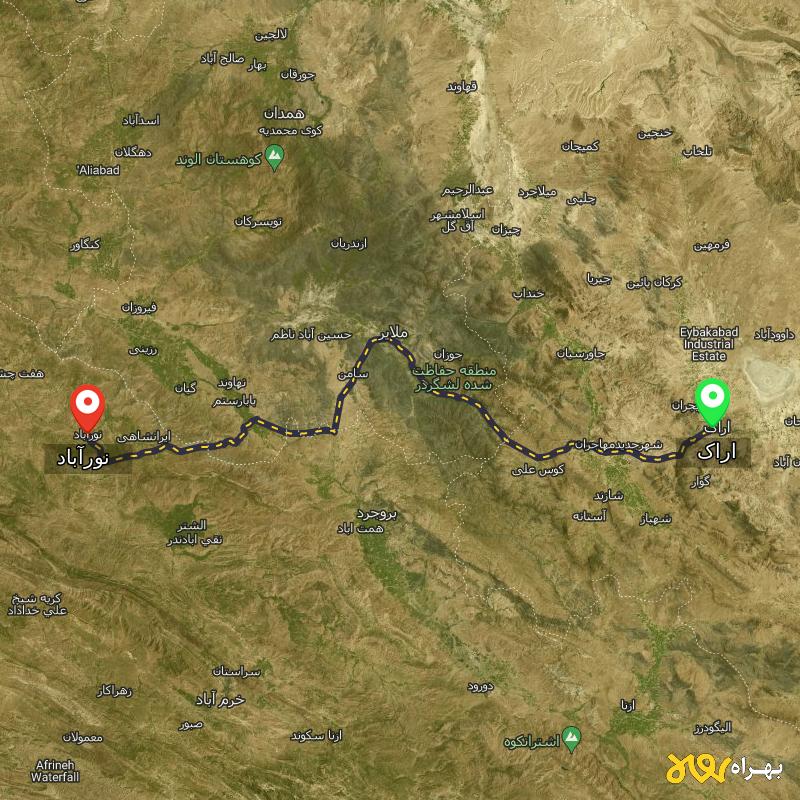 مسافت و فاصله نورآباد - لرستان تا اراک - اردیبهشت ۱۴۰۳