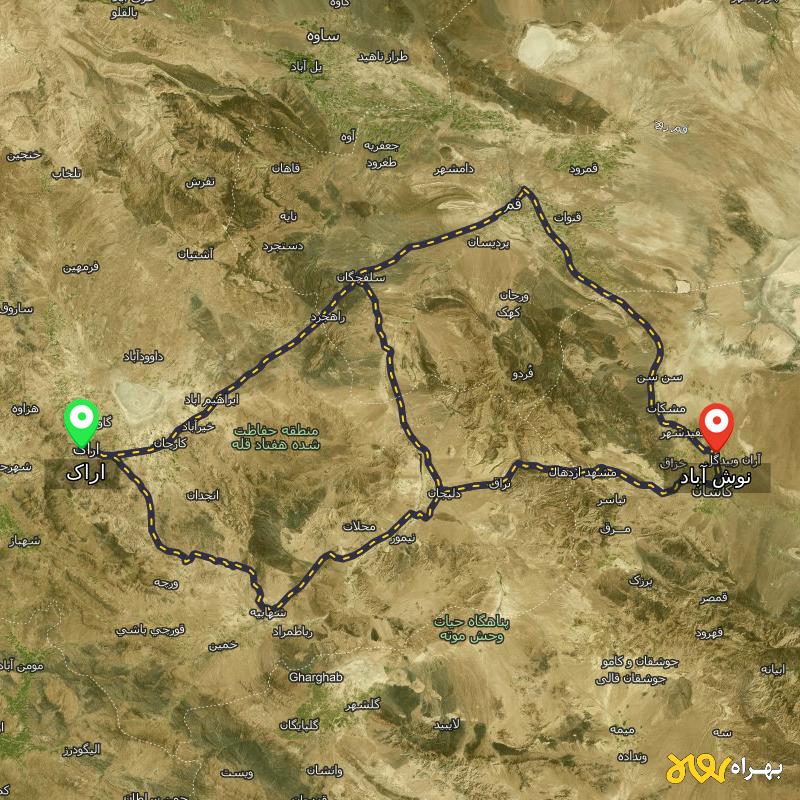 مسافت و فاصله نوش آباد - اصفهان تا اراک از ۳ مسیر - مرداد ۱۴۰۳