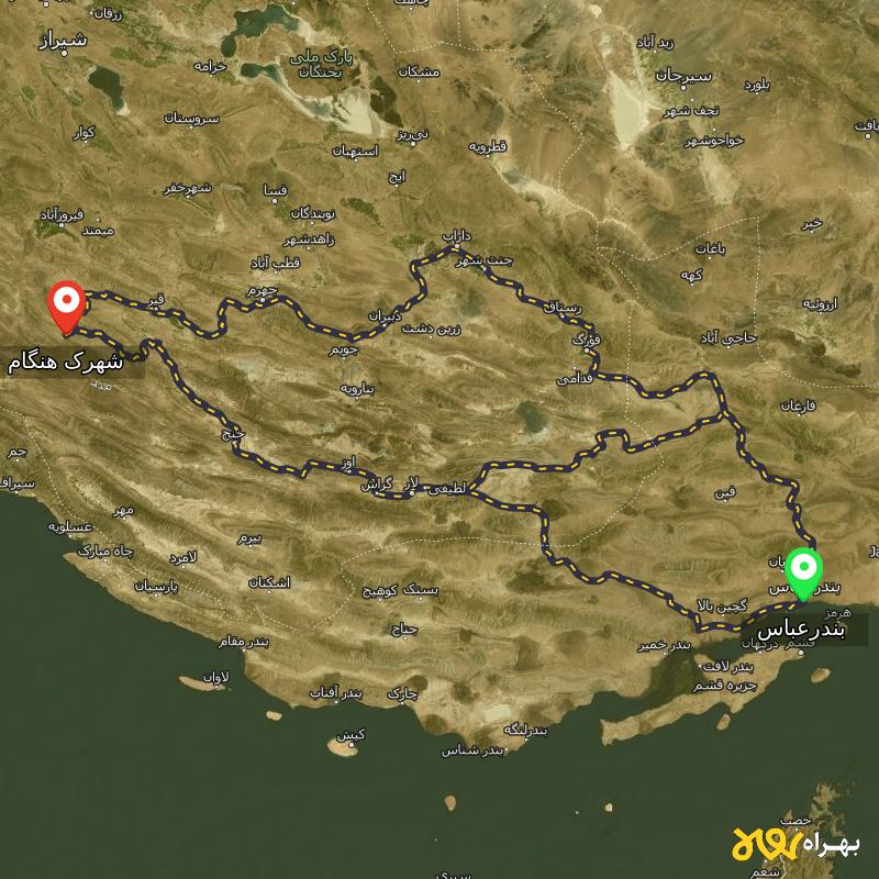 مسافت و فاصله شهرک هنگام - فارس تا بندرعباس از ۳ مسیر - مرداد ۱۴۰۳