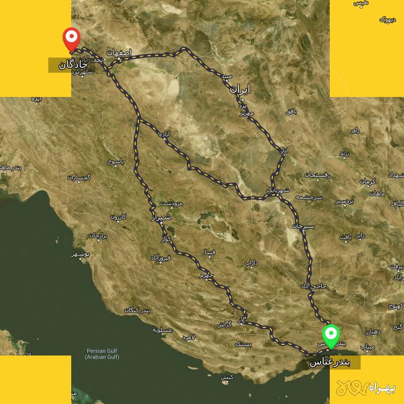 مسافت و فاصله چادگان - اصفهان تا بندرعباس از ۳ مسیر - دی ۱۴۰۳