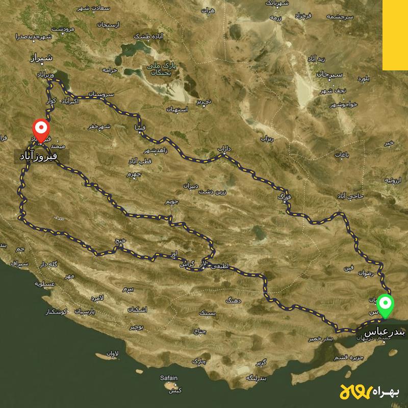 مسافت و فاصله فیروزآباد - فارس تا بندرعباس از 3 مسیر - مسیریاب بهراه