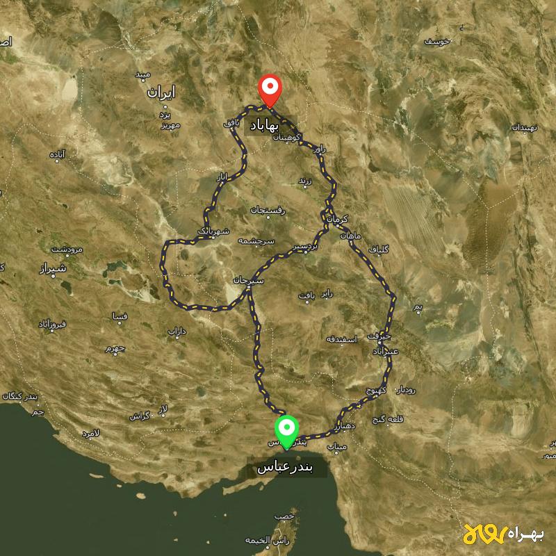 مسافت و فاصله بهاباد - یزد تا بندرعباس از ۳ مسیر - اردیبهشت ۱۴۰۳