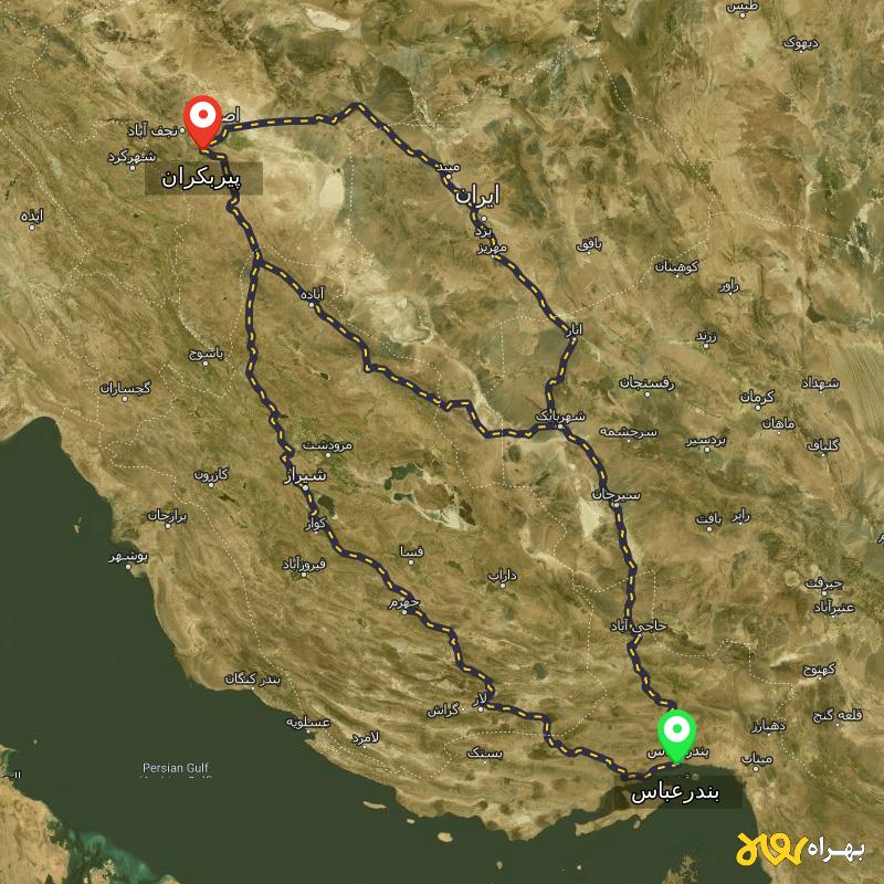 مسافت و فاصله پیربکران - اصفهان تا بندرعباس از ۳ مسیر - دی ۱۴۰۳