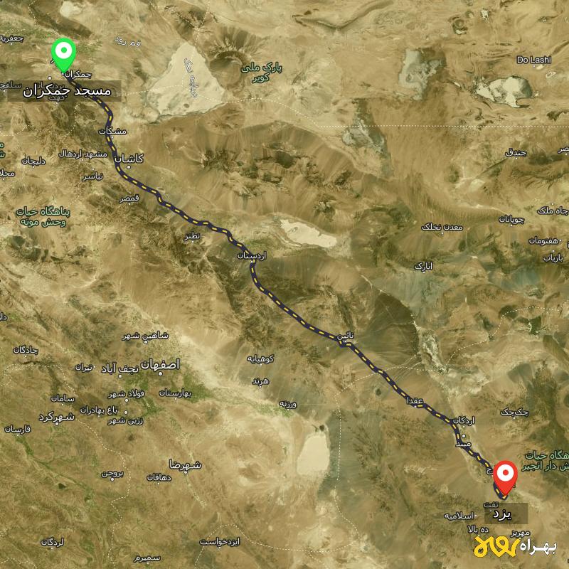 مسافت و فاصله یزد تا مسجد جمکران - قم - مرداد ۱۴۰۳