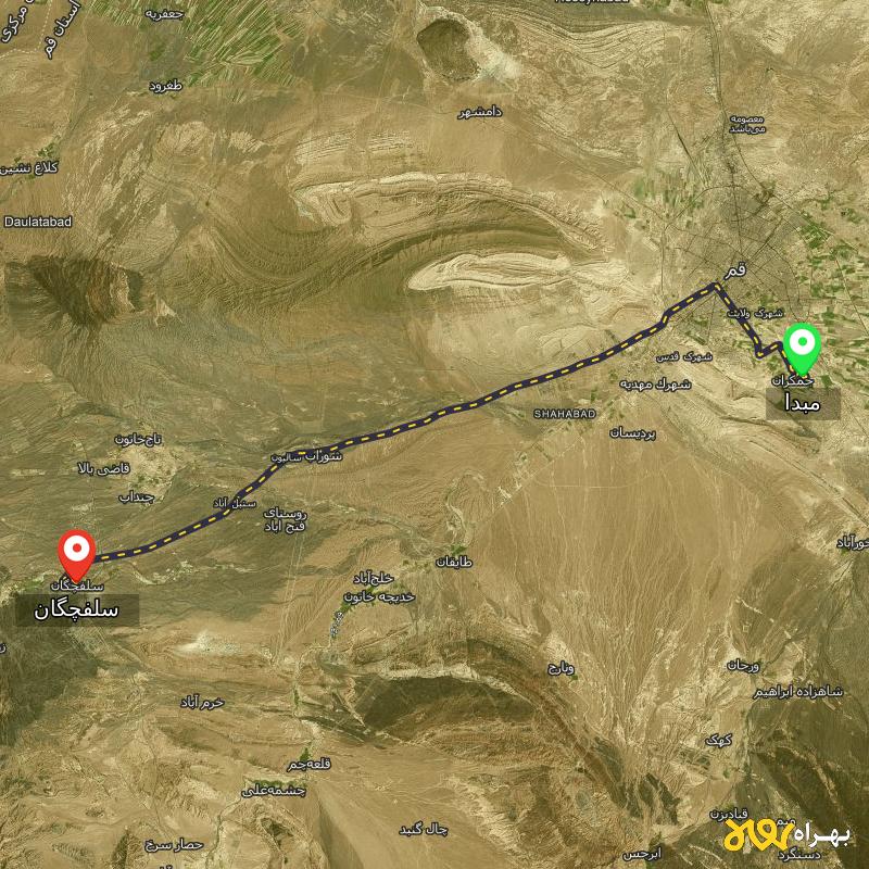 مسافت و فاصله سلفچگان - قم تا مسجد جمکران - قم - اردیبهشت ۱۴۰۳