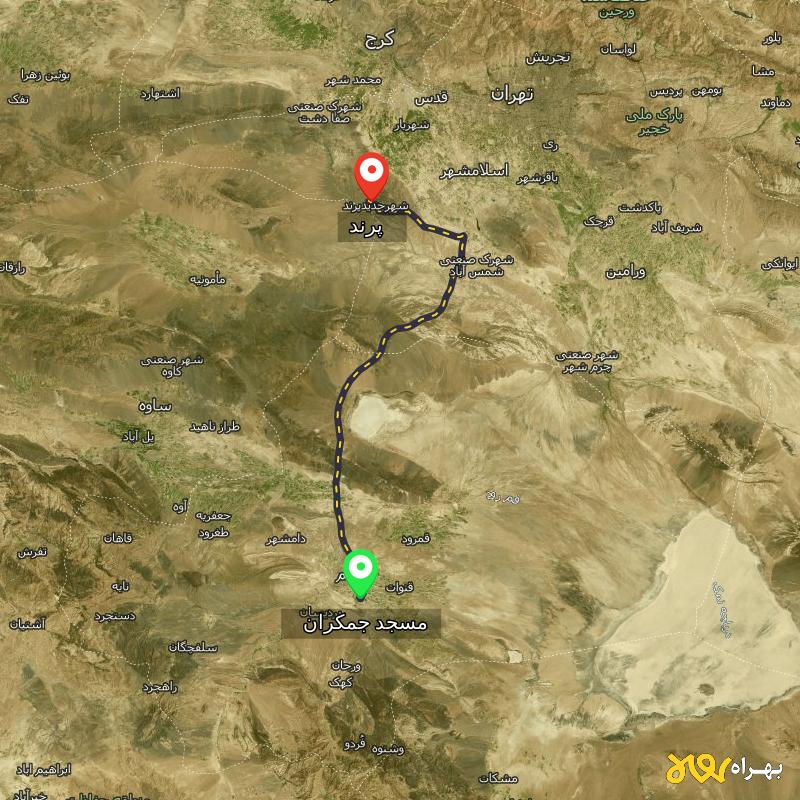 مسافت و فاصله پرند تا مسجد جمکران - قم - اردیبهشت ۱۴۰۳