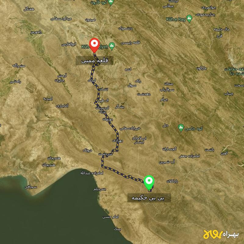 مسافت و فاصله قلعه ممبی - کهگیلویه و بویر احمد تا بی بی حکیمه - کهگیلویه و بویر احمد - شهریور ۱۴۰۳