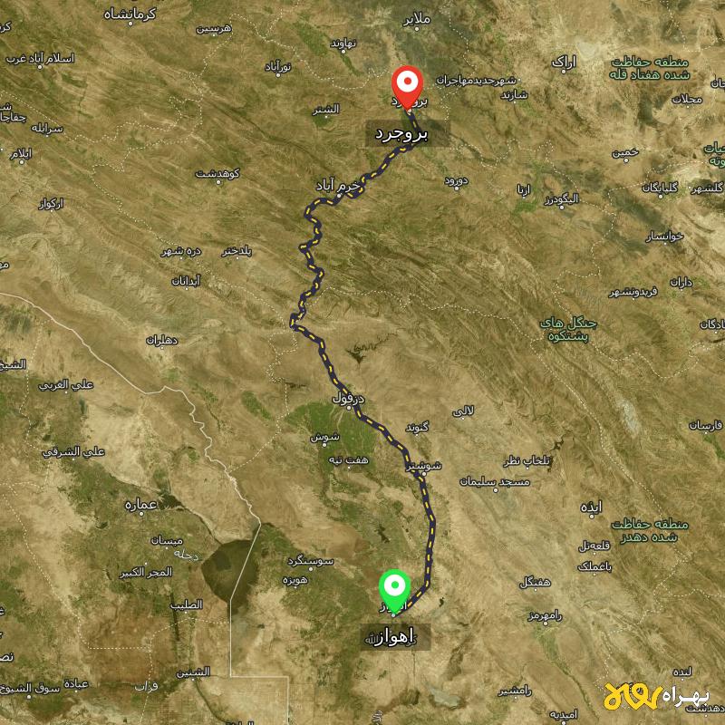 مسافت و فاصله بروجرد تا اهواز - بهمن ۱۴۰۳