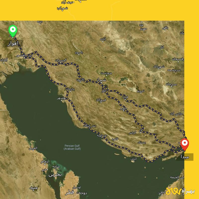 مسافت و فاصله شهر قشم - هرمزگان تا اهواز از ۳ مسیر - اردیبهشت ۱۴۰۳