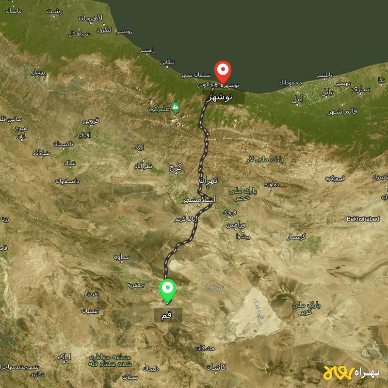 مسافت و فاصله نوشهر - مازندران تا قم - اردیبهشت ۱۴۰۳