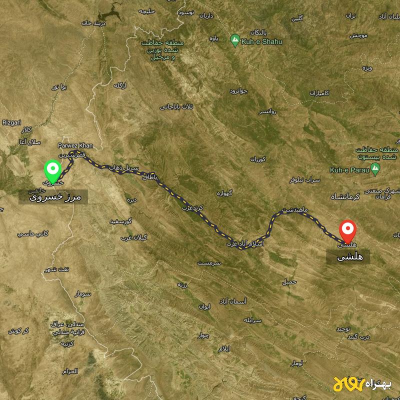 مسافت و فاصله هلشی - کرمانشاه تا مرز خسروی - کرمانشاه - بهمن ۱۴۰۳