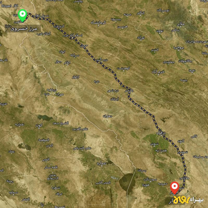 مسافت و فاصله اهواز تا مرز خسروی - کرمانشاه - مرداد ۱۴۰۳