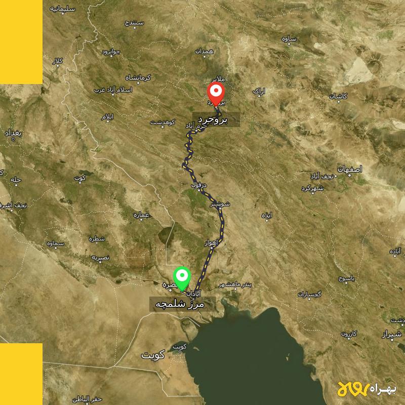 مسافت و فاصله بروجرد تا مرز شلمچه - خوزستان - مرداد ۱۴۰۳