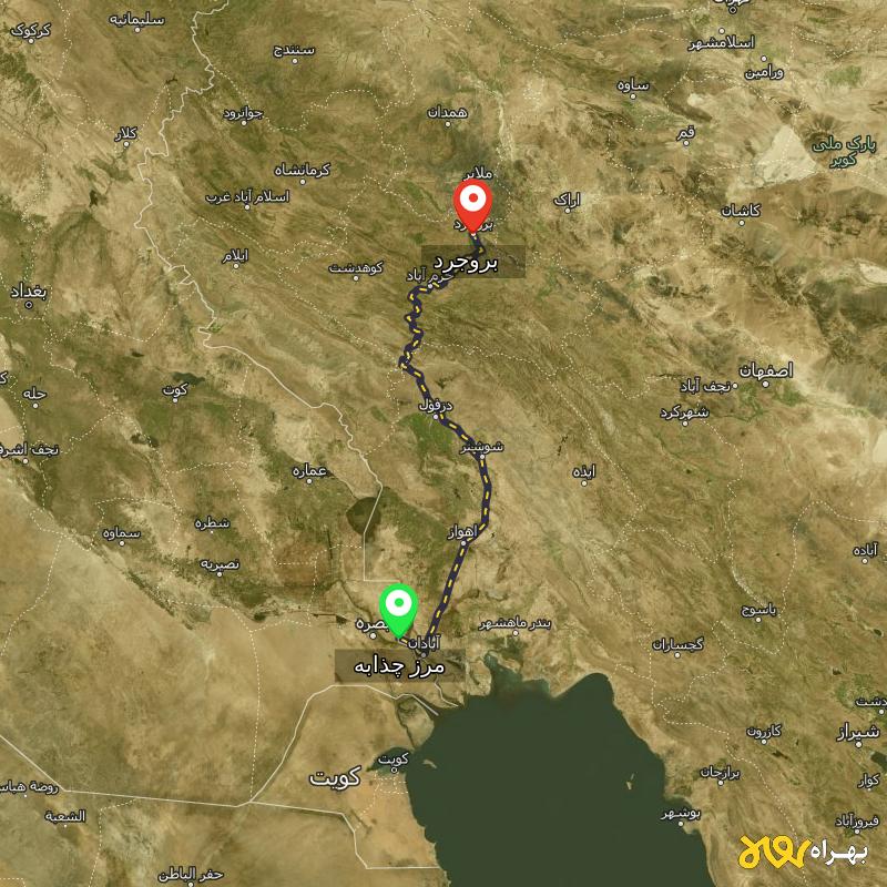 مسافت و فاصله بروجرد تا مرز چذابه - استان خوزستان - اردیبهشت ۱۴۰۳