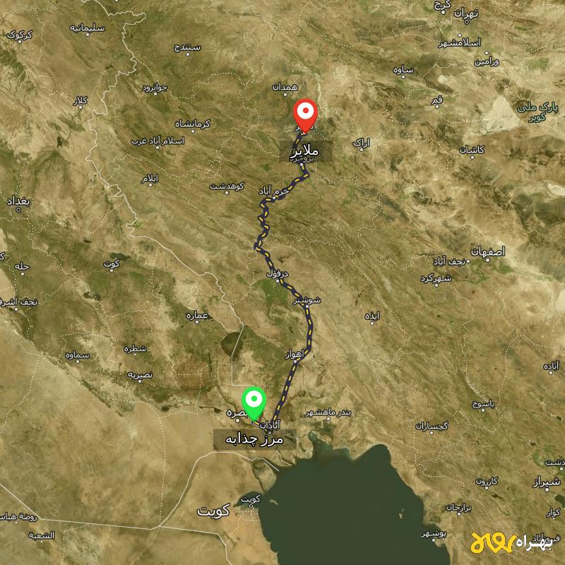 مسافت و فاصله ملایر تا مرز چذابه - استان خوزستان - اردیبهشت ۱۴۰۳