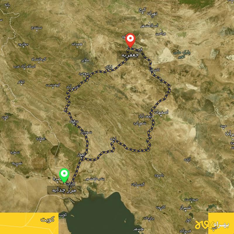 مسافت و فاصله جعفریه - قم تا مرز چذابه - استان خوزستان از ۲ مسیر - شهریور ۱۴۰۳