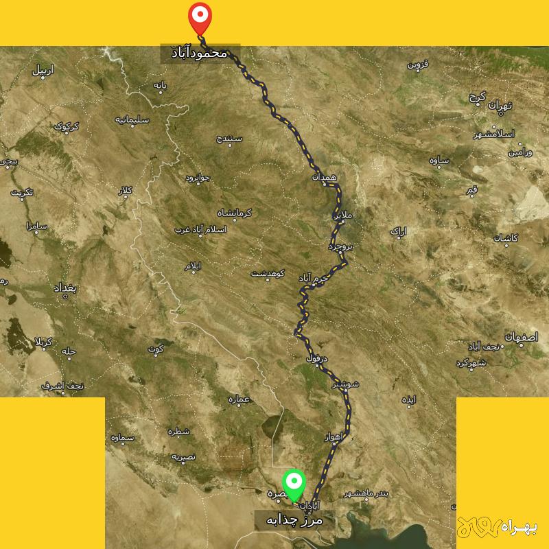 مسافت و فاصله محمودآباد - آذربایجان غربی تا مرز چذابه - استان خوزستان - مهر ۱۴۰۳