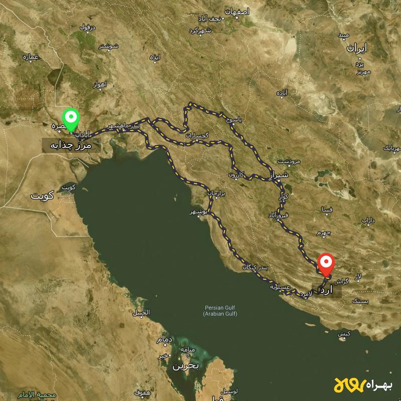 مسافت و فاصله ارد - فارس تا مرز چذابه - استان خوزستان از ۳ مسیر - اردیبهشت ۱۴۰۳