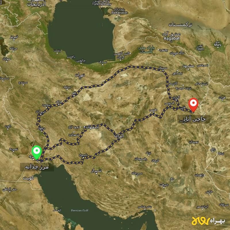 مسافت و فاصله حاجی آباد - خراسان جنوبی تا مرز چذابه - استان خوزستان از ۳ مسیر - آبان ۱۴۰۳
