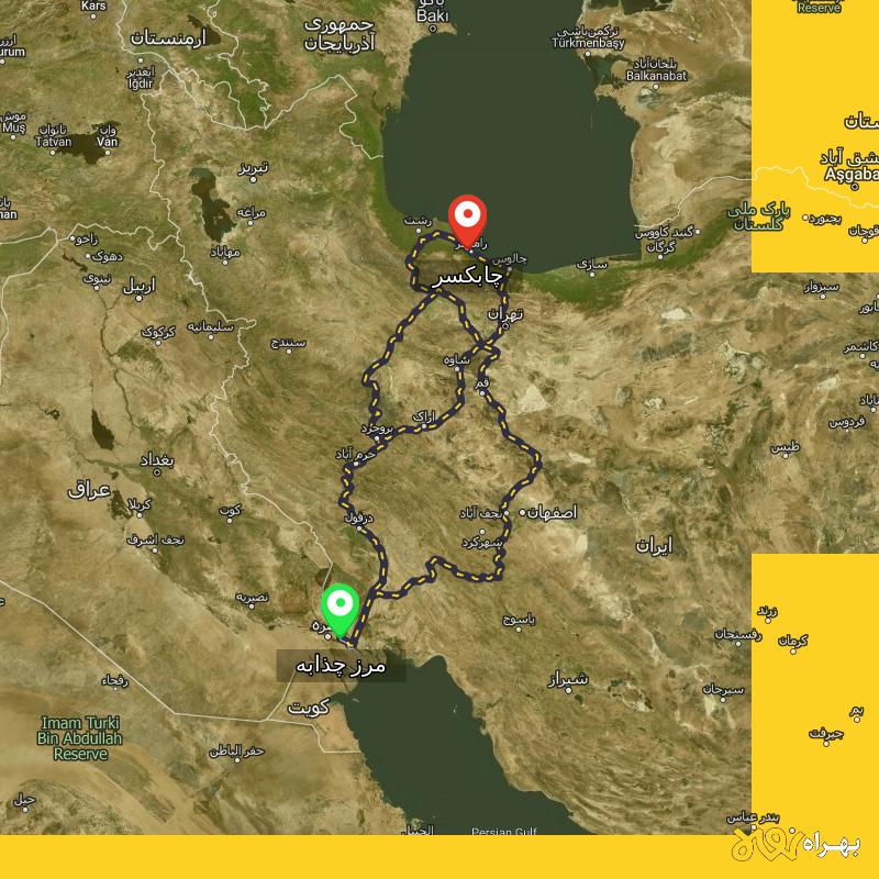 مسافت و فاصله چابکسر - گیلان تا مرز چذابه - استان خوزستان از ۳ مسیر - اردیبهشت ۱۴۰۳